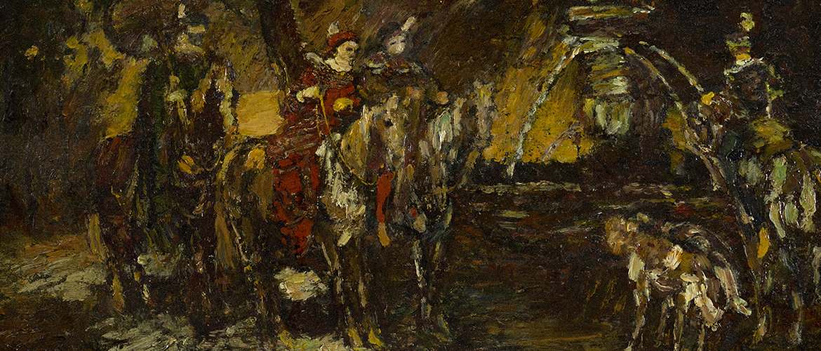 La Halte des cavaliers près de la fontaine, c. 1876-1878, Huile sur panneau, 46 x 72 cm, MU 12688